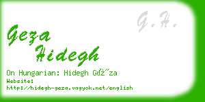 geza hidegh business card